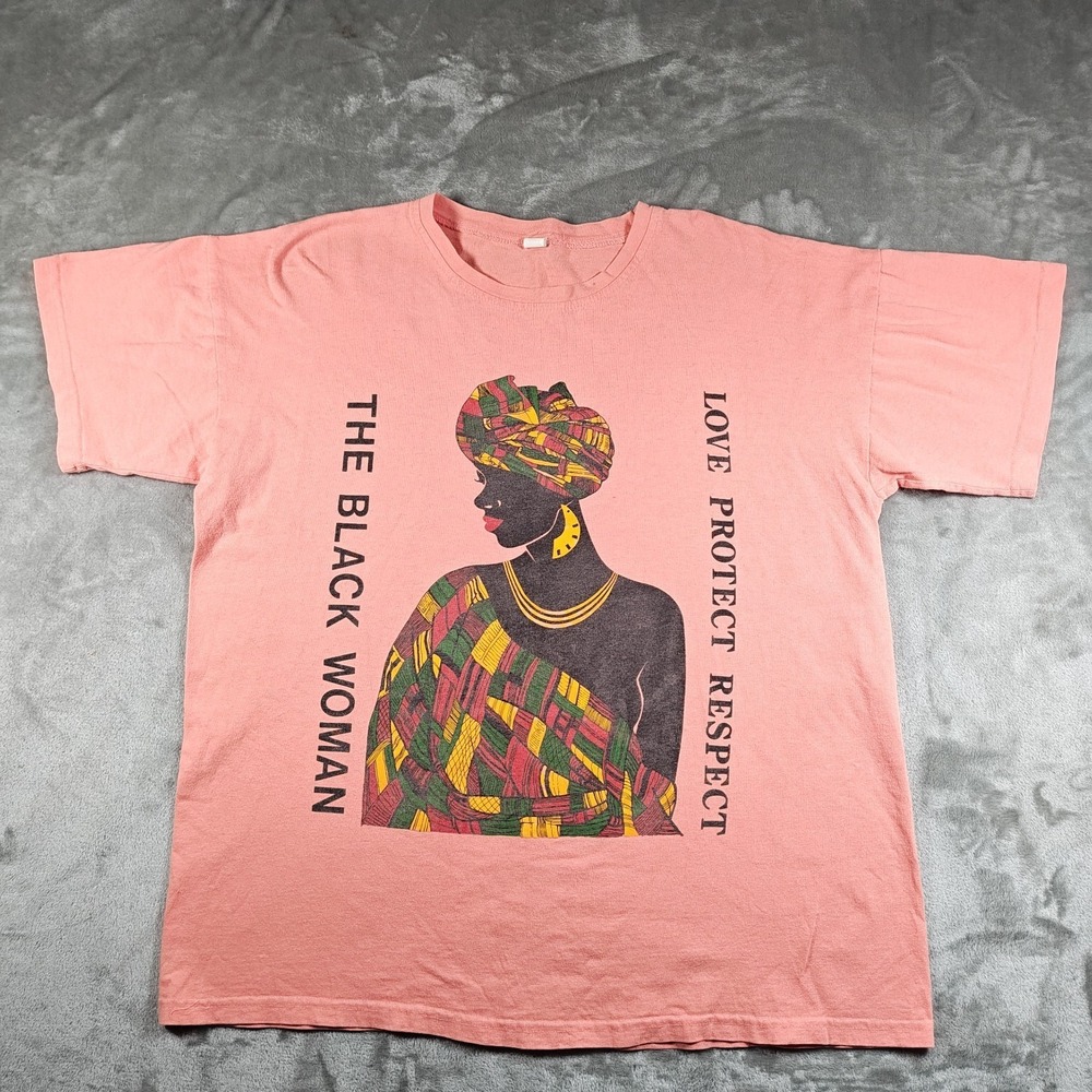 Vintage The Black Woman Shirt Men Large Love Protect Respect Nubian Queen Africa